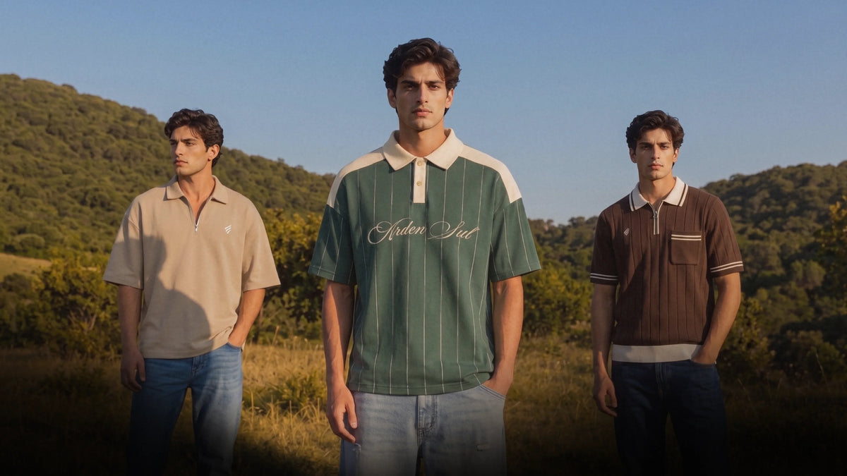 Men wearing stylish casual shirts from Arden Sul in a scenic outdoor setting.